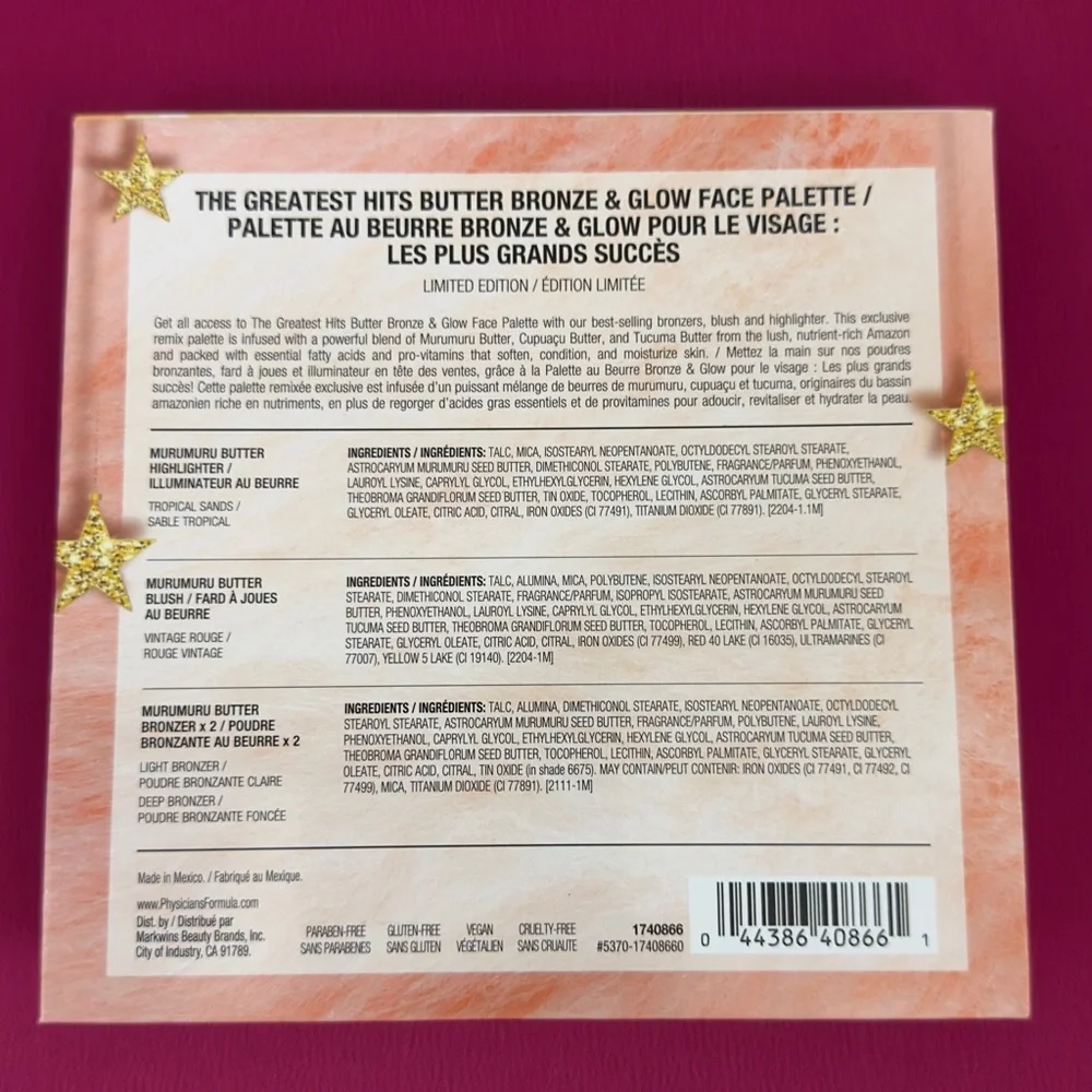 Physicians Formula The Greatest Hits Butter Bronze & Glow Face Palette. NIB